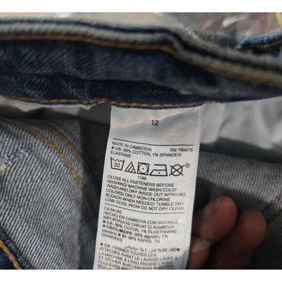 Old Navy Distressed Denim Mini Skirt With Frayed Hem Size 12 - Picture 3 of 7